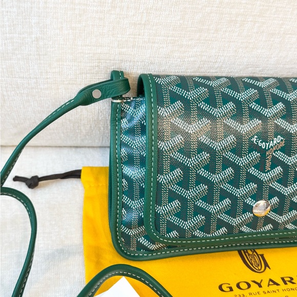 💚 NEW! 2025 GOYARD Plumet Pocket Canvas Leather Crossbody Bag / Green - Picture 3 of 13